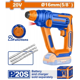 ROTOMARTILLO A BATERIA 20V  16MM SDS PLUS 1.5J + 3 MECHAS SIN BATERIA SIN CARGADOR WADFOW WLM1516