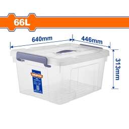 CONTENEDOR PLASTICO APILABLE TRANSPARENTE 66LT WADFOW WTB2370