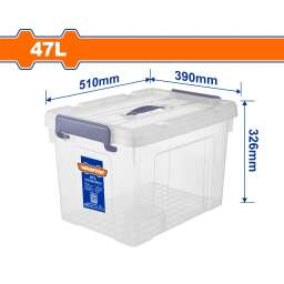 CONTENEDOR PLASTICO APILABLE TRANSPARENTE 47LT WADFOW WTB2350