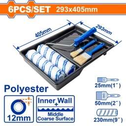 KIT 6 EN 1 RODILLO PINCEL REPUESTO BANDEJA WADFOW WCB3H62