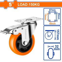 RUEDA GIRATORIA C FRENO 5" WADFOW WJL2353