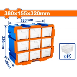 ORGANIZADOR MODULAR TRANSPARENTE 380X155X320MM C GAVETAS WADFOW WTB8331