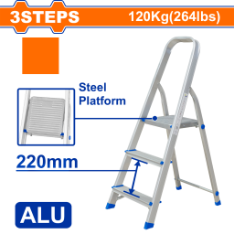 ESCALERA FAMILIAR ALUMINIO 3 ESCALONES 120KG WADFOW WLD3H03