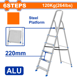 ESCALERA FAMILIAR ALUMINIO 6 ESCALONES 120 KG WADFOW WLD3H06