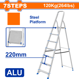 ESCALERA FAMILIAR ALUMINIO 7 ESCALONES 120KG WADFOW  WLD3H07