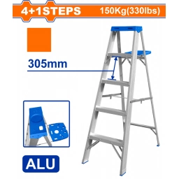 ESCALERA PINTOR 5 ESC 150KG CON BANDEJA HOJA SIMPLE ALUMINIO WADFOW WLD4H05