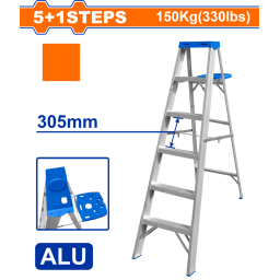 ESCALERA PINTOR 6 ESC 150KG CON BANDEJA HOJA SIMPLE ALUMINIO WADFOW WLD4H06