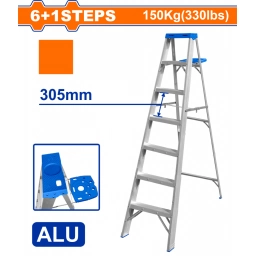 ESCALERA PINTOR 7 ESC 150  KG CON BANDEJA HOJA SIMPLE ALUMINIO WADFOW WLD4H07