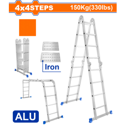 ESCALERA ANDAMIO 16 ESCALONES 150KG ALUMINIO CON PLATAFORMA WADFOW WLD7H44