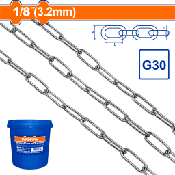 CADENA PATENTE G30 ESLABON SOLDADO 3.2MM 18 X 125MT WADFOW WTLT1B03