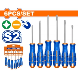 SET X 6 DESTORNILLADORES S2 PALETA/PHILLIPS IMANTADO WADFOW WSSA406 
