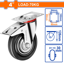 RUEDA METALGOMA GIRATORIA CON FRENO 4 WADFOW WJL3343