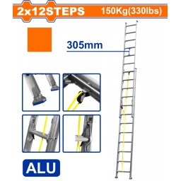 ESCALERA EXTENSIBLE 2 X 12 ESC 2 TRAMOS ALUMINIO WLD8H24 WADFOW 