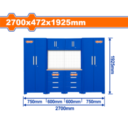 GABINETE MODULAR TALLER DE TRABAJO 2700X472X19258MM C 2 GABINETES Y MESA WADFOW WCS3A06