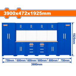GABINETE MODULAR TALLER DE TRABAJO 3900X472X1925MM C 4 GABINETES Y MESA WADFOW WCS3A10