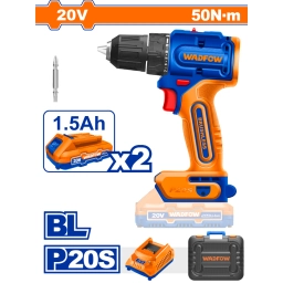 ATORNILLADOR 20V A BATERIA P20S 50NM BRUSHLESS CON 2X BAT  CARG Y VALIJA WADFOW  WCDP552
