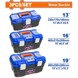SET X 3 CAJAS DE HERRAMIENTA 13" 16" 19" BROCHE METALICO WADFOW WTB4103 