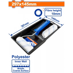 SET DE 4 PCS RODILLO DE POLIESTER 4" EN BANDEJA + 1 REPUESTO - WCB3H34 WADFOW