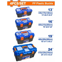 SET X 4 CAJAS DE HERRAMIENTAS PLASTICAS CON BROCHES PLASTICOS WTB2104 WADFOW