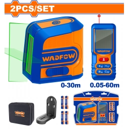 SET MEDICION NIVEL LASER VERDE 30 MTS (WLE2M03) + MEDIDOR DE DISTANCIA 60 MTS (WDL1516) INCLUYE SOPORTE WADFOW - WLDK140