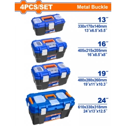 SET X 4 CAJAS DE HERRAMIENTA PLASTICAS  13"+16"+19"+24" WADFOW WTB4104