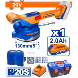 VENTOSA VIBRADORA A BATERIA 20V P20S P/COLOCAR CERAMICA C/BATERÍA 2.0AH + CARGADOR + RODILLERAS + VALIJA WADFOW WTVM1D1
