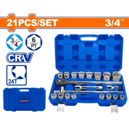 VALIJA 21PCS JUEGO DE DADOS 3/4" + BARRAS DE EXTENSI�N  WADFOW WST4D21