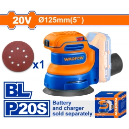 LIJADORA ROTO ORBITAL A BATER�A 20V P20S 125MM BRUSHLESS MOTOR + 1 LIJA S/BAT S/CARG WADFOW WRAP5030
