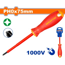 DESTORNILLADOR PHILLIPS AISLADO 1000V PH0 X 75MM MANGO ERGONOMICO WADFOW WSD7203