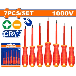 SET X7 DESTORNILLADORES AISLADOS 1000V PALETA/PHILLIPS  MANGO ERGONOMICO WADFOW WSS7407