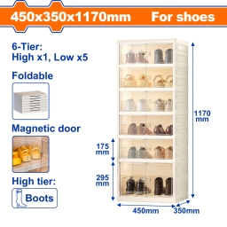 ZAPATERO PLEGABLE DOBLE FILA 6 NIVELES PARA 12 PARES WADFOW WFCB1106