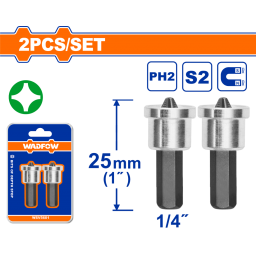 SET X2 PUNTAS PH2 25MM C/TOPE DE PROFUNDIDAD ACERO S2 WADFOW WSV5601