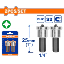 SET X2 PUNTAS PH2 25MM C/TOPE DE PROFUNDIDAD ACERO S2 WADFOW WSV5601