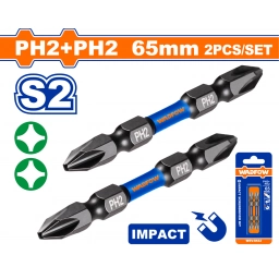 SET X2 PUNTAS IMPACTO PH2+PH2 65MM ACERO S2 WADFOW WSV3K62