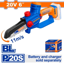 MINI MOTOSIERRA 6"" A BATERIA P20S 20V BRUSHLESS C/CADENA + VAINA + LLAVE INGLESA SIN BAT SIN CARGADOR WADFOW WCLP560