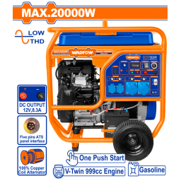 GENERADOR GASOLINA 18KW 999CC ARRANQUE ELECTRICO CRUEDAS Y MANIJA WADFOW WGEAA20V