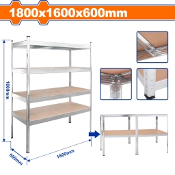 ESTANTERIA 4 NIVELES AJUSTABLES 1600×600×1800MM WADFOW WTS1A16
