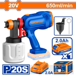 PISTOLA DE PINTAR A BATERIA 20V 650ML/MIN + BATERIA 2.0AH + CARGADOR WADFOW WSU30664